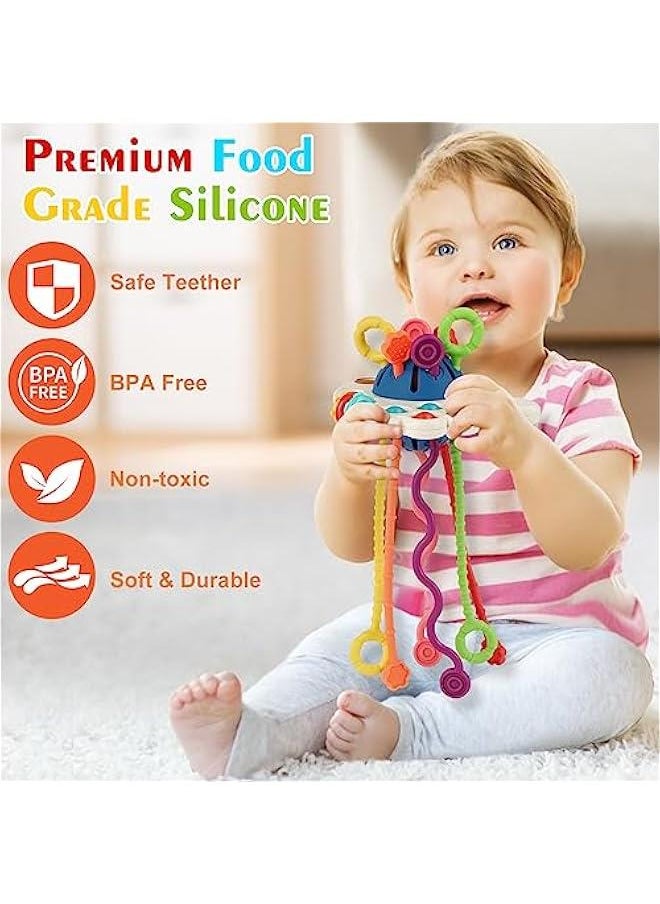 Baby Toys 6 to 12 Months, Montessori Sensory Toys for 1 Year Old, Food Grade Silicone Pull String & Travel Toys for Car Seat, Baby Girl Boy Gifts for 6 9 12 18 Months