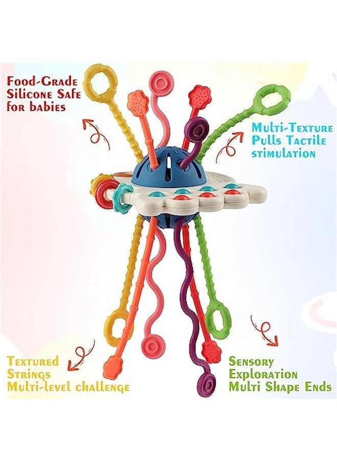 Baby Toys 6 to 12 Months, Montessori Sensory Toys for 1 Year Old, Food Grade Silicone Pull String & Travel Toys for Car Seat, Baby Girl Boy Gifts for 6 9 12 18 Months