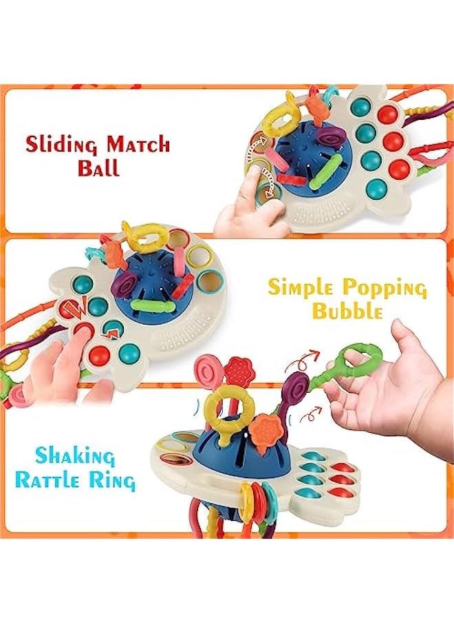 Baby Toys 6 to 12 Months, Montessori Sensory Toys for 1 Year Old, Food Grade Silicone Pull String & Travel Toys for Car Seat, Baby Girl Boy Gifts for 6 9 12 18 Months