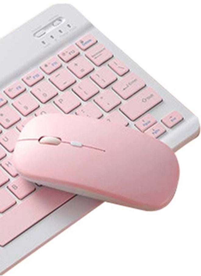 Wireless Bluetooth Three System Universal Mobilephone and Tablet Keyboard with Mouse Set - English Pink
