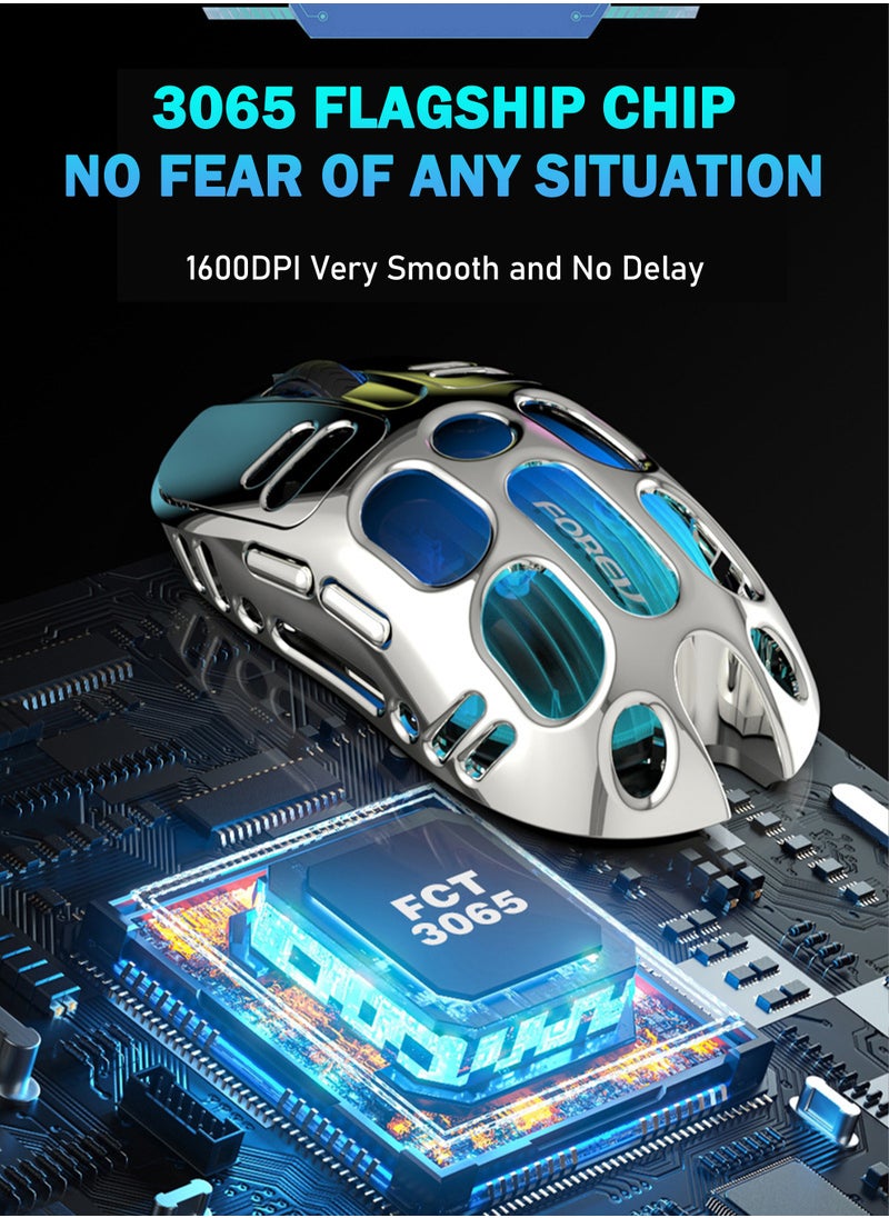 Ultralight Wireless Gaming Mouse, 4000 DPI, 25 Days Battery Life, PAW3065 Sensor,(2.4GHz/Wireless/Wired) Mouse for Win/Mac/Android/IOS - Black
