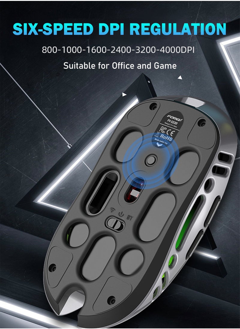 Ultralight Wireless Gaming Mouse, 4000 DPI, 25 Days Battery Life, PAW3065 Sensor,(2.4GHz/Wireless/Wired) Mouse for Win/Mac/Android/IOS - Black