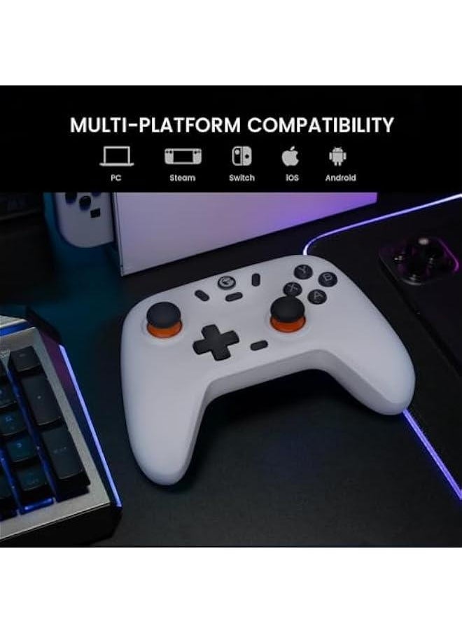 Nova Lite 2.4g Wireless Controller for Windows PC, iPhone, Android, Switch  Steam Deck, Bluetooth Controller Gamepad with Hall Effect Trigger,Turbo,Rumble Vibration(White)