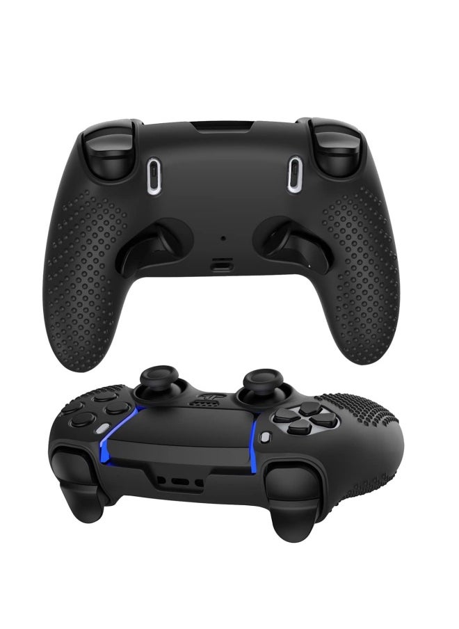 PS5 Edge Controller Silicone Case, Non-slip Silicone Protective Cover+Rocker Cap+Trigger Key for PS5 Edge Controller Cover (Black)