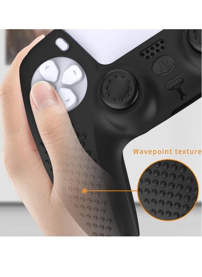 PS5 Edge Controller Silicone Case, Non-slip Silicone Protective Cover+Rocker Cap+Trigger Key for PS5 Edge Controller Cover (Black)