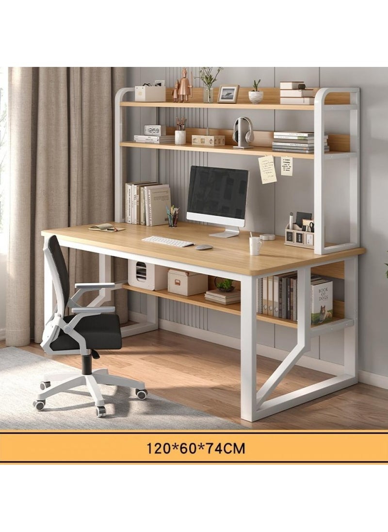 120 cm Home Office Desk with Storage Shelves （wood color-120*60cm）