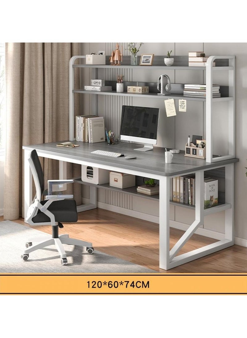 120 cm Home Office Desk with Storage Shelves （gray-120*60cm）