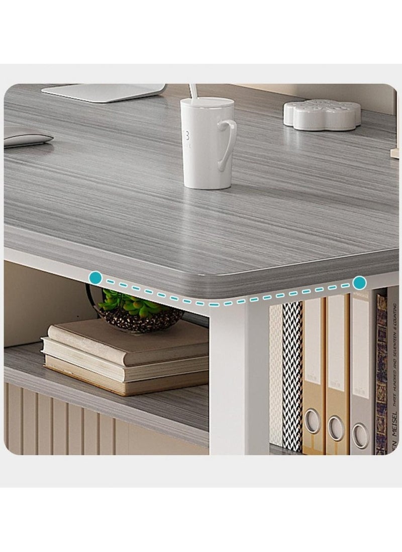120 cm Home Office Desk with Storage Shelves （gray-120*60cm）