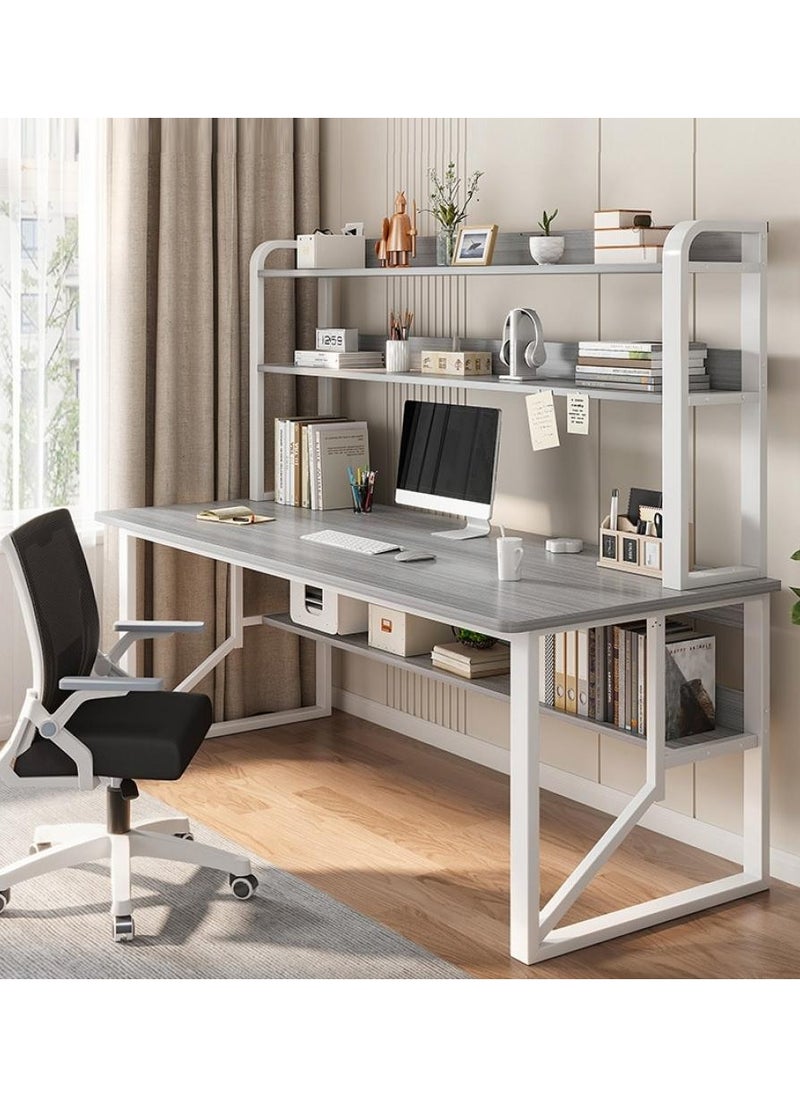 120 cm Home Office Desk with Storage Shelves （gray-120*60cm）