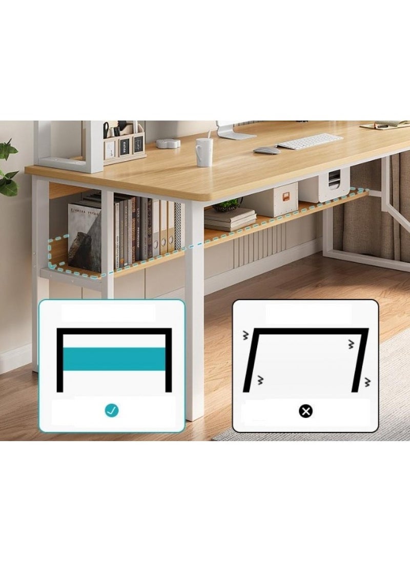 140 cm Home Office Desk with Storage Shelves （wood color-140*60cm）