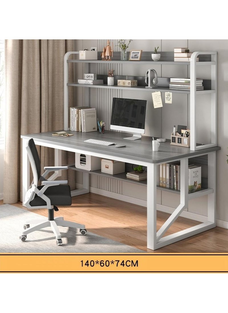 140 cm Home Office Desk with Storage Shelves （gray-140*60cm）