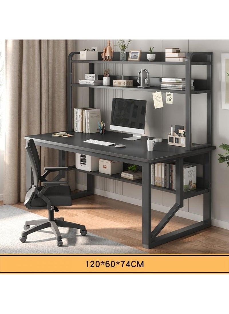120 cm Home Office Desk with Storage Shelves （black-120*60cm）