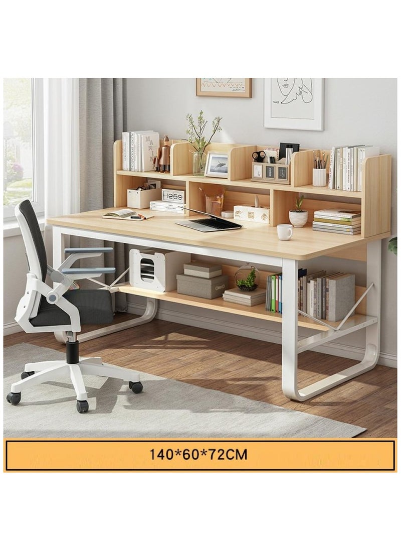 140 cm Home Office Desk with Storage （wood color-140*60cm）