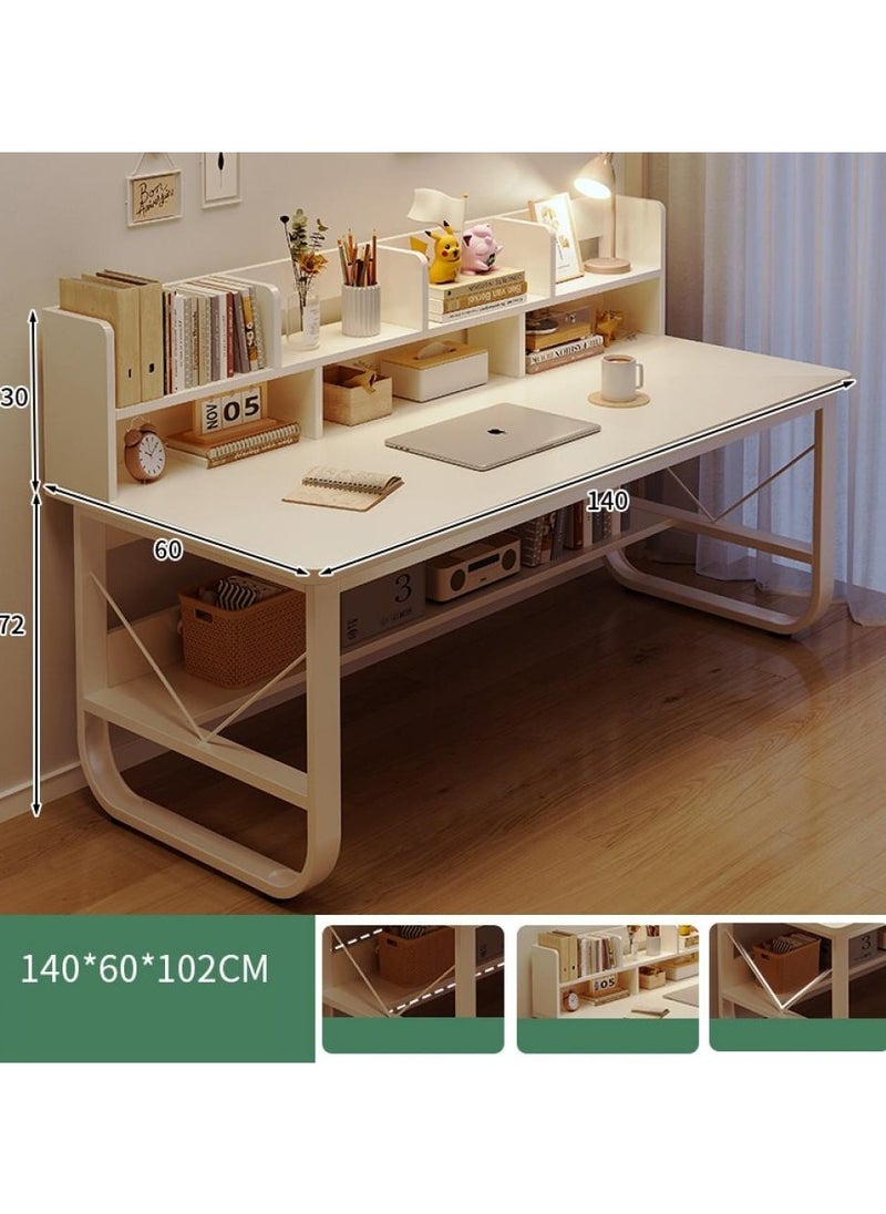 140 cm Home Office Desk with Storage （white-140*60cm）