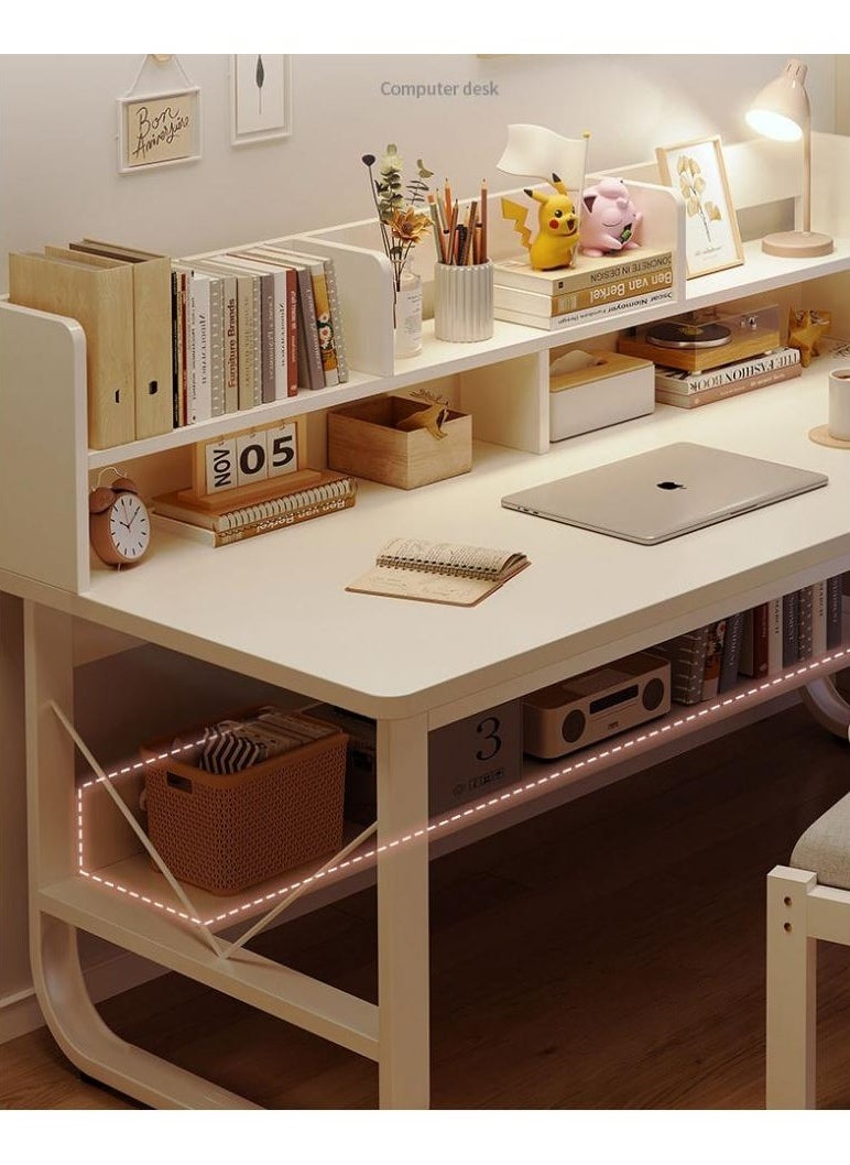 140 cm Home Office Desk with Storage （white-140*60cm）