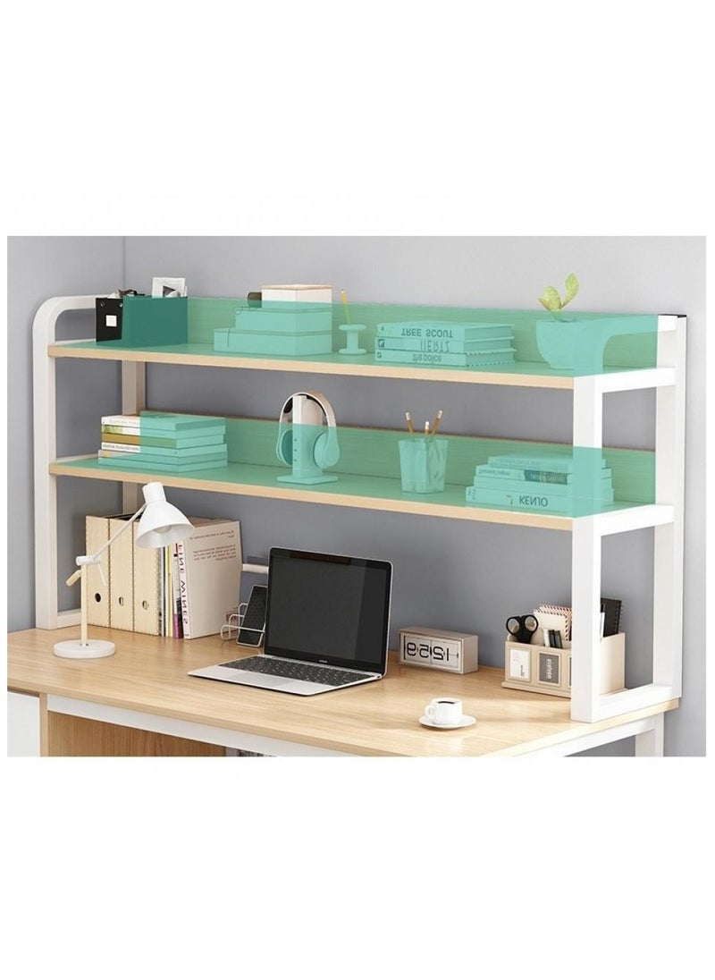 140 cm Home Office Desk with Storage Shelves and Large 3 Drawers（wood color-140*50cm）