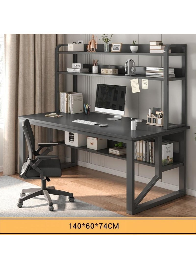 140 cm Home Office Desk with Storage Shelves （black-140*60cm）