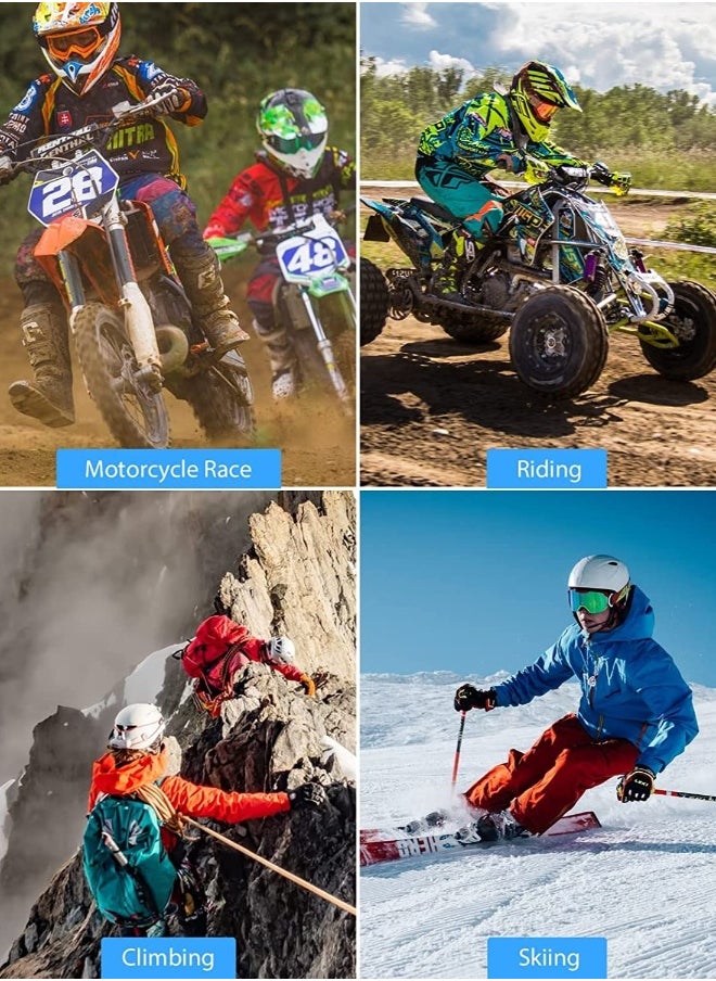 , Motorbike Helmet Bluetooth 5.0 Headset with Stereo Sound Quality Waterproof Motorcycle Helmet Speaker for Riding, Skiing Sport Outdoor