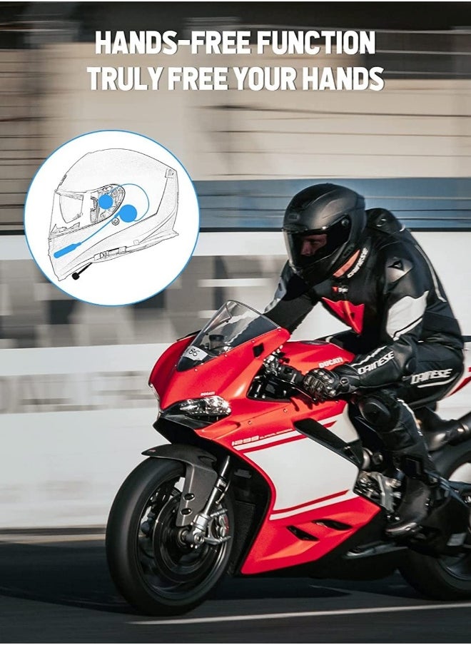 , Motorbike Helmet Bluetooth 5.0 Headset with Stereo Sound Quality Waterproof Motorcycle Helmet Speaker for Riding, Skiing Sport Outdoor