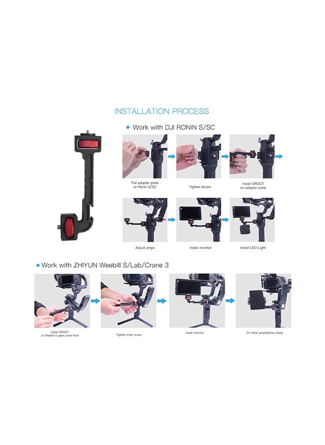 Extension Bracket Holder Support Cold Shoe Mount Black/Red