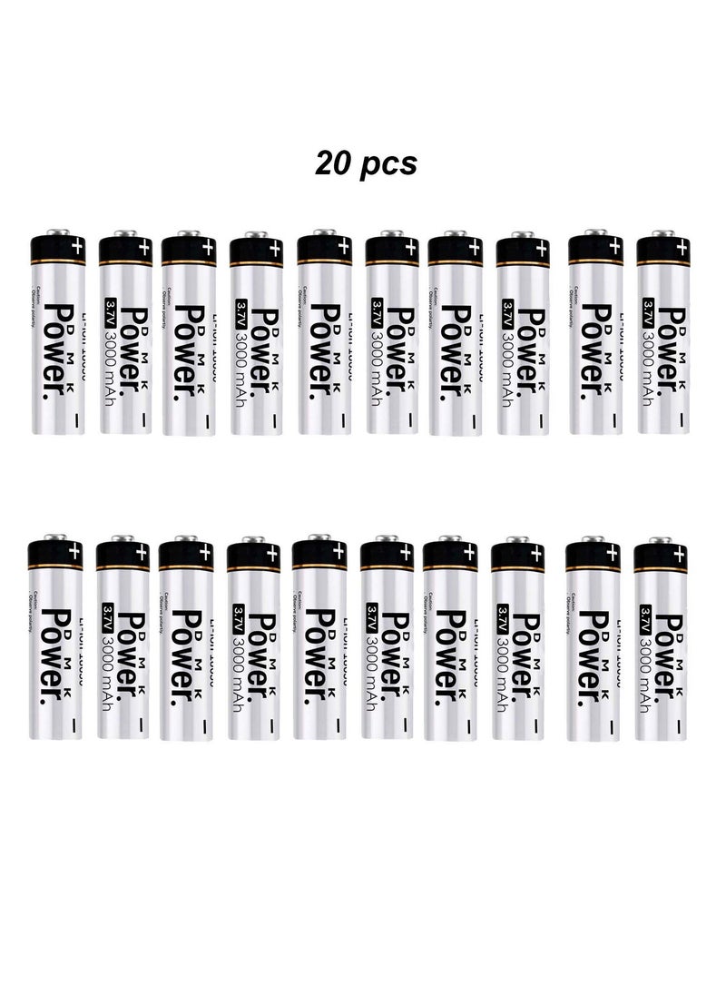 DMK Power 20pcs Rechargeable Button Top Li-on Battery 18650 3.7V 3000MAH Battery Compatible with Electric Tools Toys LED Flashlights Torch and Etc