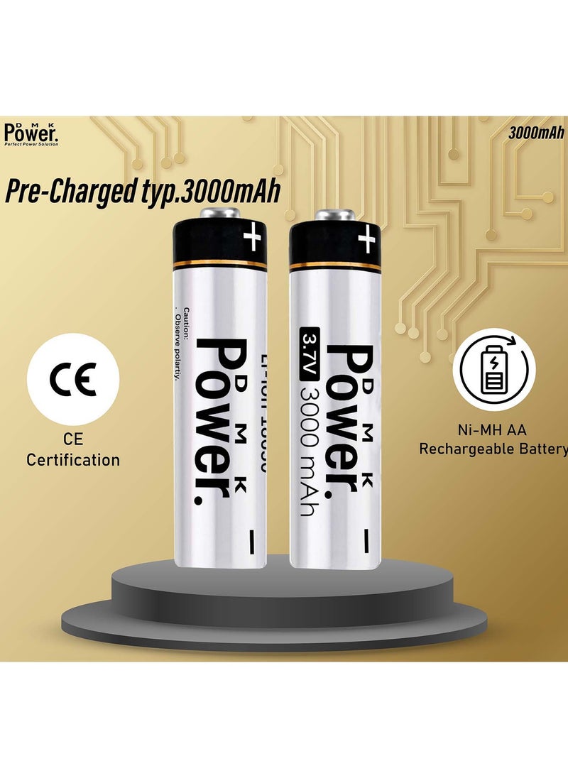 DMK Power 16pcs Rechargeable Button Top Li-on Battery 18650 3.7V 3000MAH Battery Compatible with Electric Tools Toys LED Flashlights Torch and Etc