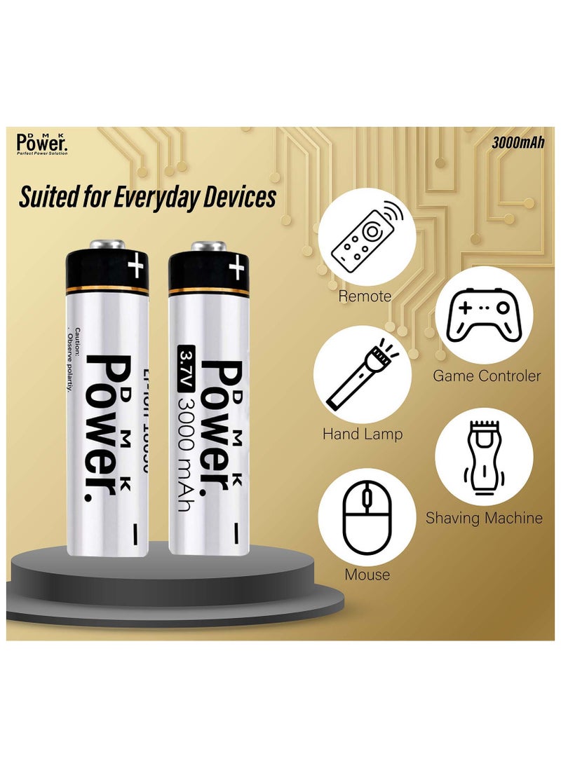 DMK Power 16pcs Rechargeable Button Top Li-on Battery 18650 3.7V 3000MAH Battery Compatible with Electric Tools Toys LED Flashlights Torch and Etc