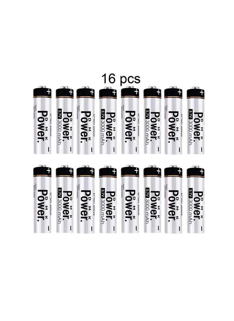 DMK Power 16pcs Rechargeable Button Top Li-on Battery 18650 3.7V 3000MAH Battery Compatible with Electric Tools Toys LED Flashlights Torch and Etc