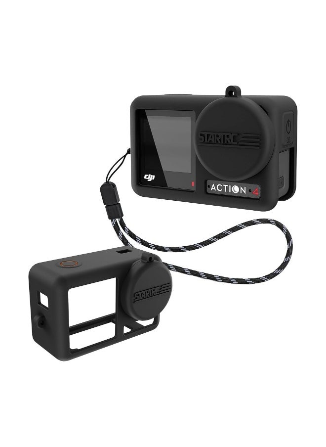 DJI Osmo Action 4/Action 3 Camera Lens Protector Silicone Case Osmo Action 3/4 Camera Accessory with Lanyard