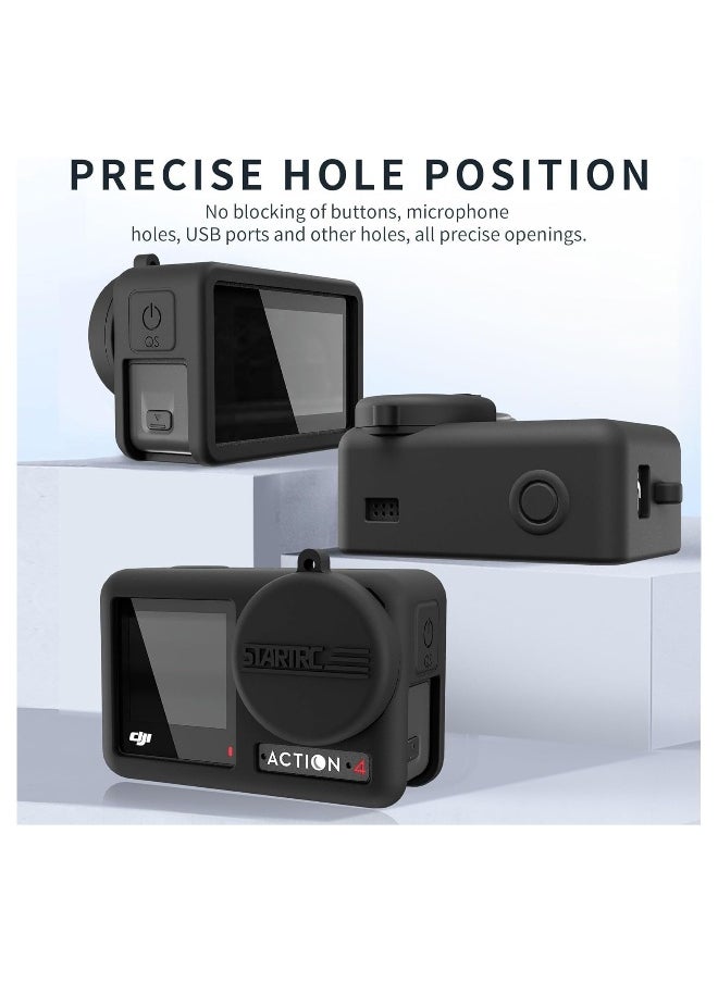DJI Osmo Action 4/Action 3 Camera Lens Protector Silicone Case Osmo Action 3/4 Camera Accessory with Lanyard