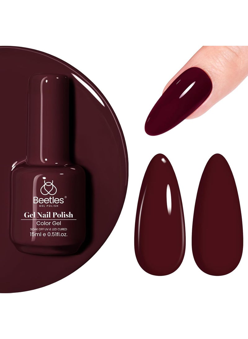 beetles Burgundy Red Gel Polish- 1Pcs 15ml Maroon Red Brown Gel Nail Polish Dark Red Gel Polish Nail Polish Salon DIY UV Lamp Soak Off at Home Nails
