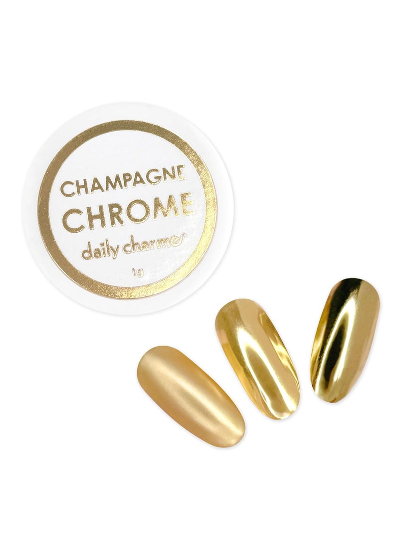 Daily Chrome Mirror Chrome Nail Powder (Champagne Gold) 1g, Metallic Nail Art Dip Powder, Mirror Effect Manicure Chrome Powder, Home DIY/Nail Salon Manicure, Dip Manicure Powder