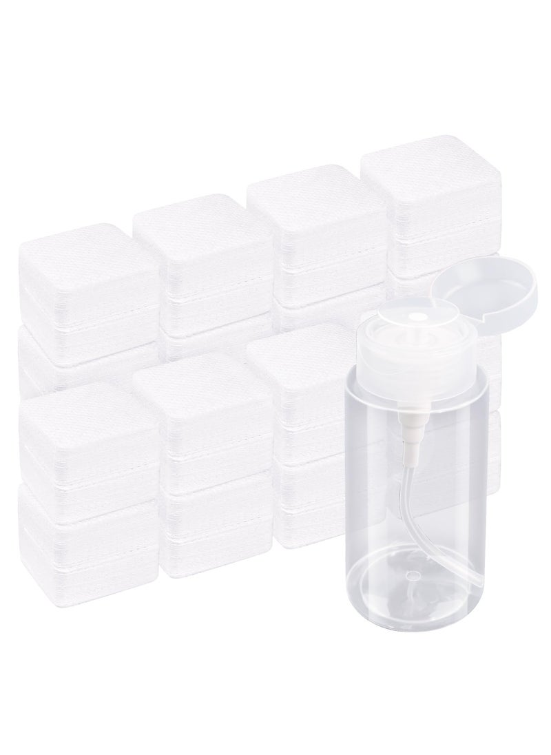 1080 PCS Lint Free Nail Wipes, Eyelash Extension Wipes, Super Absorbent Soft Non-Woven with a Pump Dispenser Bottle Disposable Nail Polish Remover for Polish Clean Acrylic Nails Remover, White