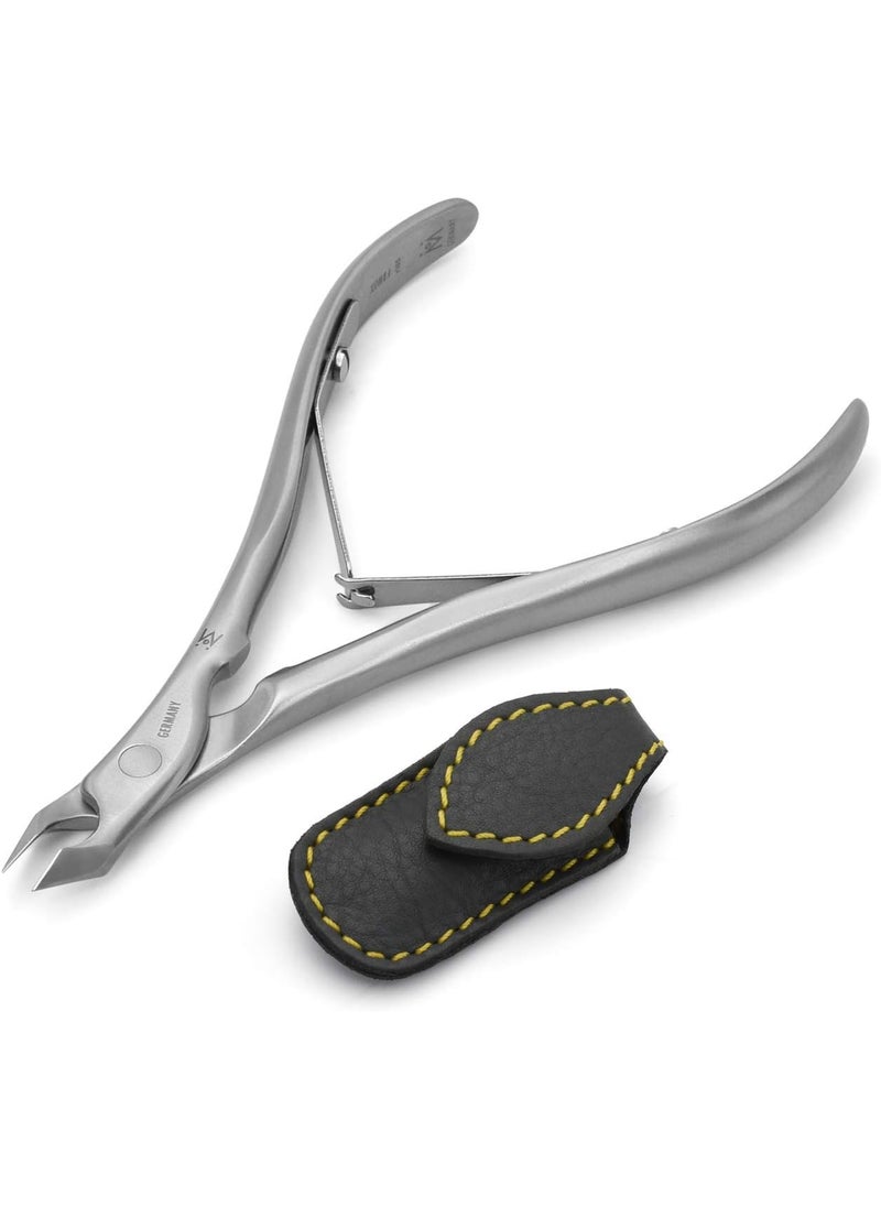 GERMANIKURE Tapered Professional Cuticle Trimmer - 1/2 Half Jaw Nipper - Ethically Made in Germany - FINOX Stainless Steel Sharp Cuticle Remover in Leather Case – Manicure Tool, r155, 5mm
