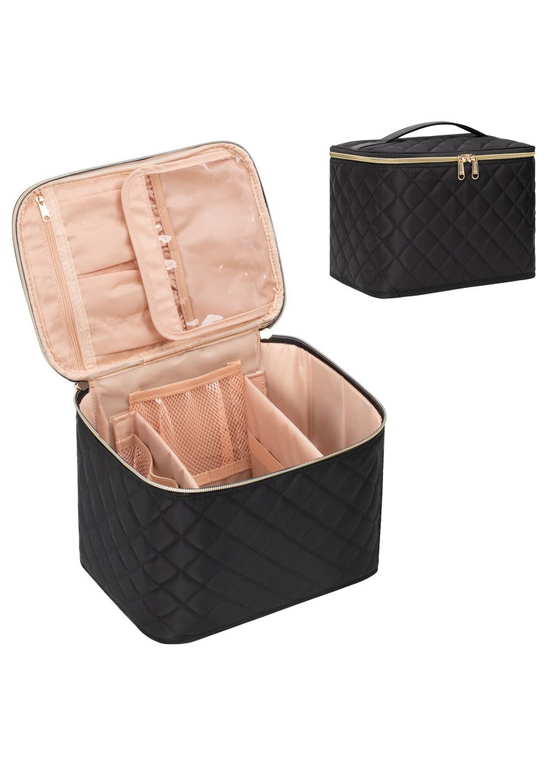 OCHEAL Makeup Bag, Large Travel Cosmetic Bags for Women Washable Make Up Bag Organizer Train Case -Large,Black