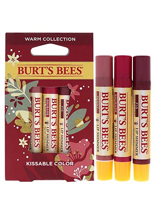 Burts Bees Kissable Color Warm Collection Unisex Lip Shimmer Peony, Rhubarb, Fig 3 oz