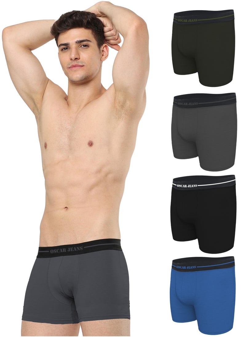 Platinum Collection Cotton Lycra Men's Underwear Boxer Briefs Ultrasoft Ultrastretch Pack of 4