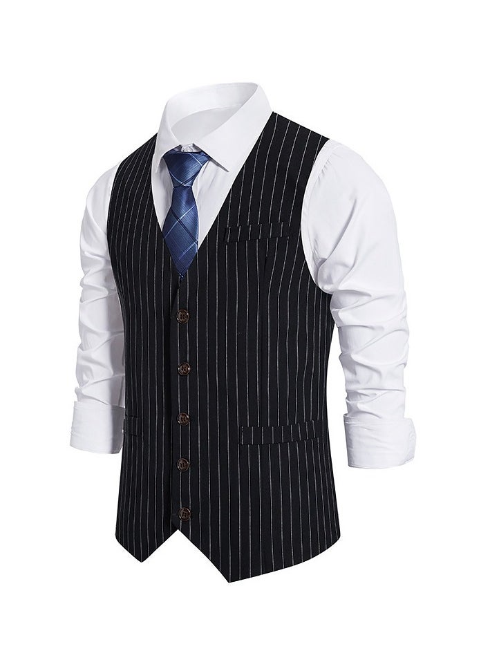 New Men's Retro V-Neck Fake Two Piece Vest