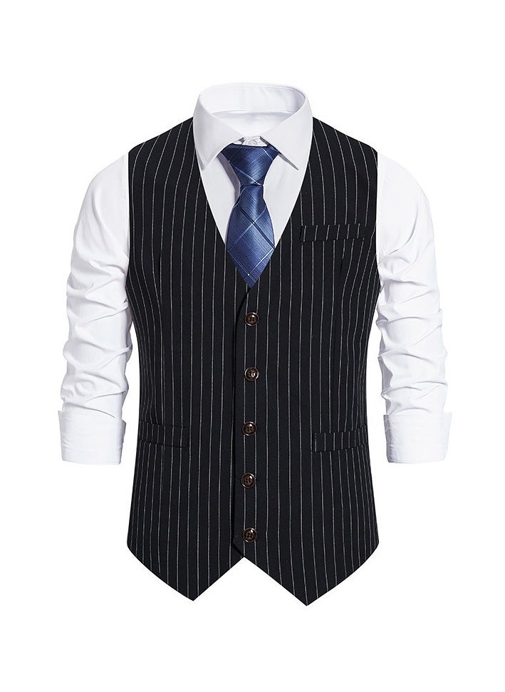 New Men's Retro V-Neck Fake Two Piece Vest