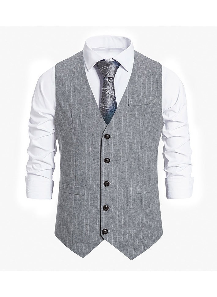 New Men's Retro V-Neck Fake Two Piece Vest