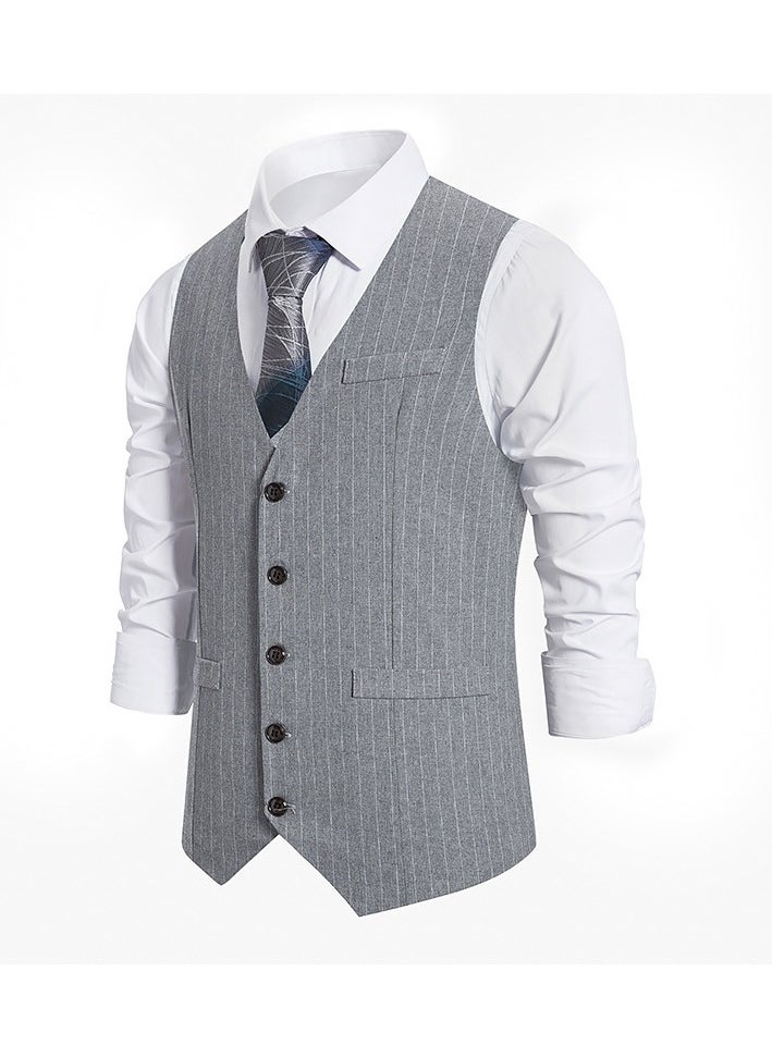 New Men's Retro V-Neck Fake Two Piece Vest