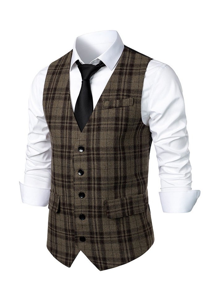 New Men's Retro V-Neck Fake Two Piece Vest
