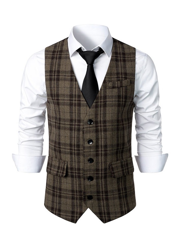New Men's Retro V-Neck Fake Two Piece Vest