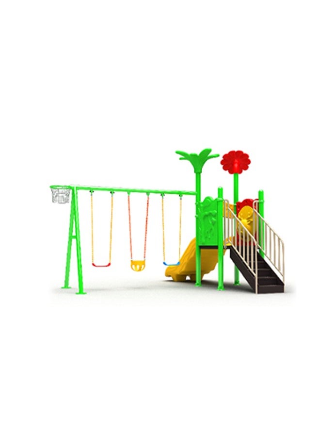 Active Outdoors! Children'S Fun Combination Of Single Yellow Slide And Swing