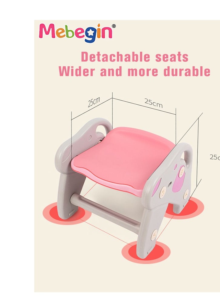 2 in 1 Foldable Slide with Basketball Hoop and Extra Long Slide Slope, Freestanding Baby Slide Climber Playset Toys, Can Transform into Rocking Horse, Indoor and Outdoor Use, 104*36*56cm