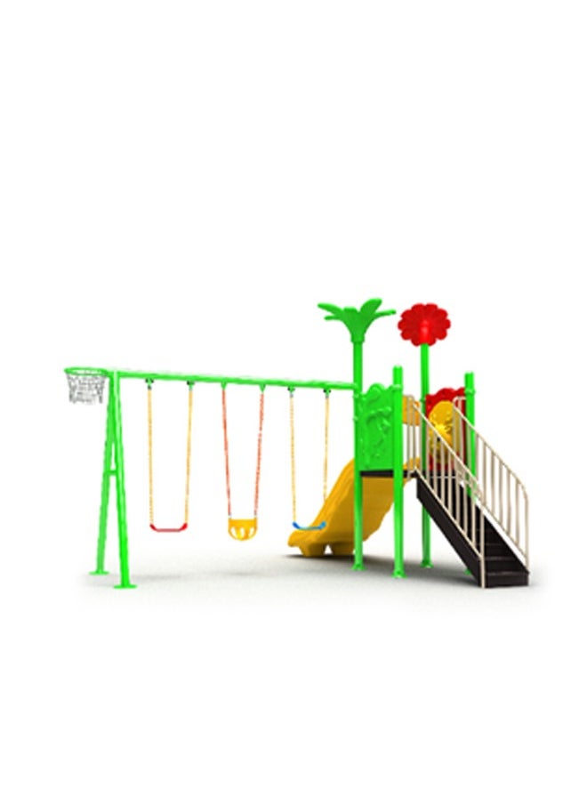 Moe Fun Outdoor Children'S Play Facilities, Featuring A Single Slide And Swing Fun Match