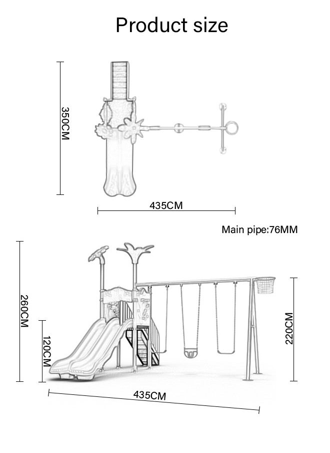Moe Fun Outdoor Children'S Play Facilities, Featuring A Single Slide And Swing Fun Match