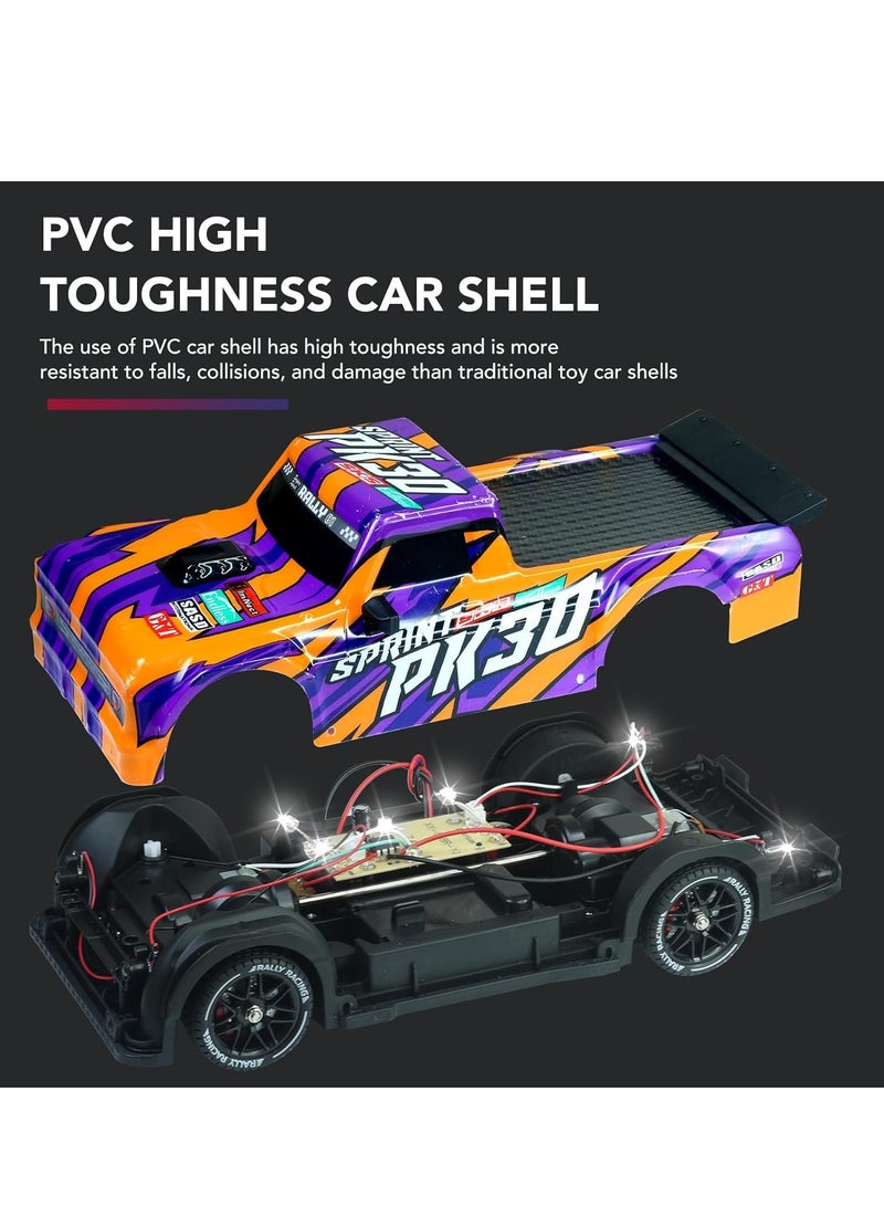 1/16 RC Drift Car, 2.4Ghz RTR RC Drift Car, 4x4 Light Up RC Drifting Racing Cars Fast 18KM/H Truck, 4WD All-Road Street Bash RC Truck Electric Powered High Speed Drifting for Adult