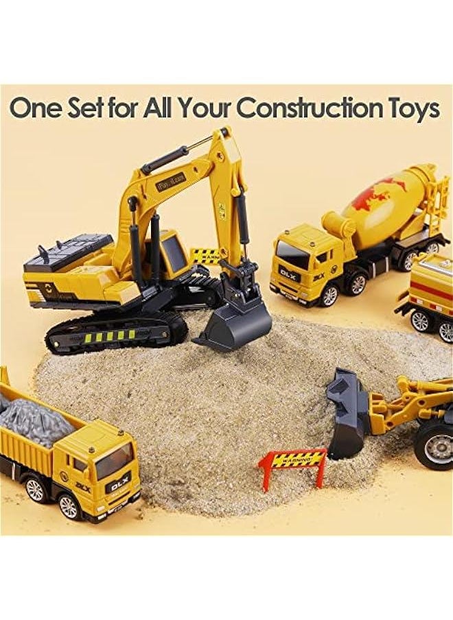 Construction Site Vehicles Toy Set, Kids Engineering Playset, Tractor, Digger, Crane, Dump Trucks, Excavator, Cement, Steamroller, Birthday Gift for 3 4 5 Year Old Toddlers Boys Children