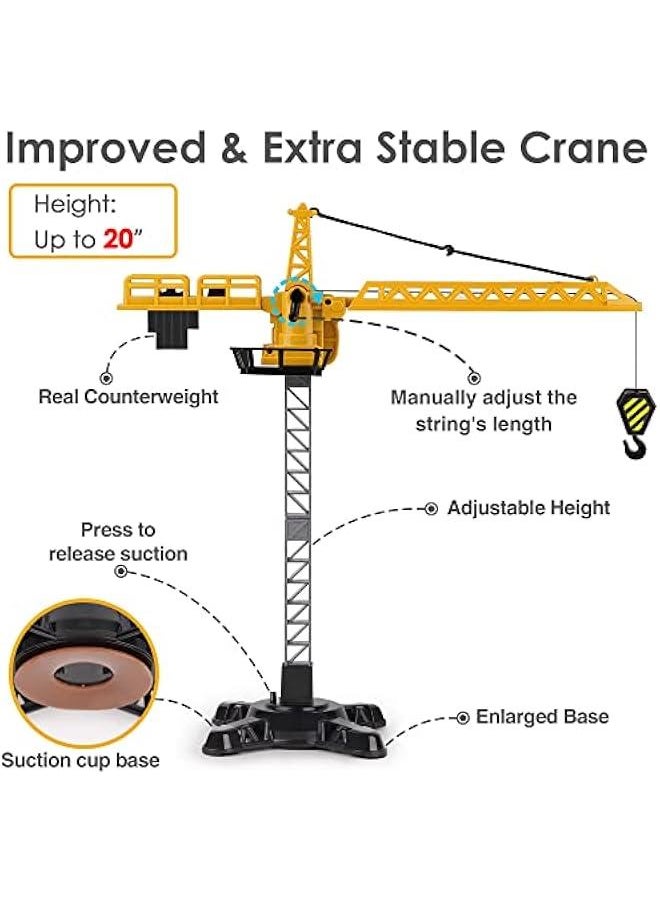 Construction Site Vehicles Toy Set, Kids Engineering Playset, Tractor, Digger, Crane, Dump Trucks, Excavator, Cement, Steamroller, Birthday Gift for 3 4 5 Year Old Toddlers Boys Children